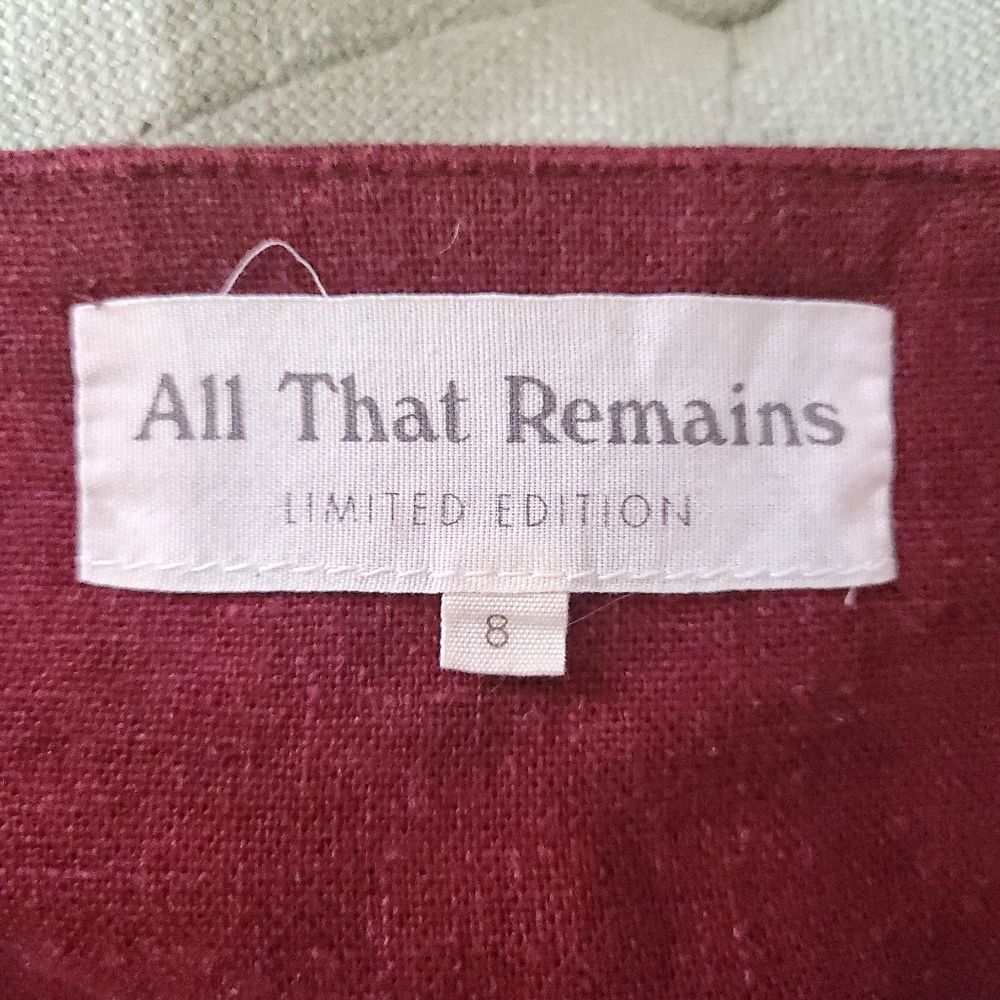 All That Remains Natalie Linen Tie Top Burgundy Womens 8 Limited Edition - Picture 5 of 12